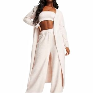 ASOS Loungeable Fluffy Maxi  Cardigan Pale Pink Size UK 8 / US 6